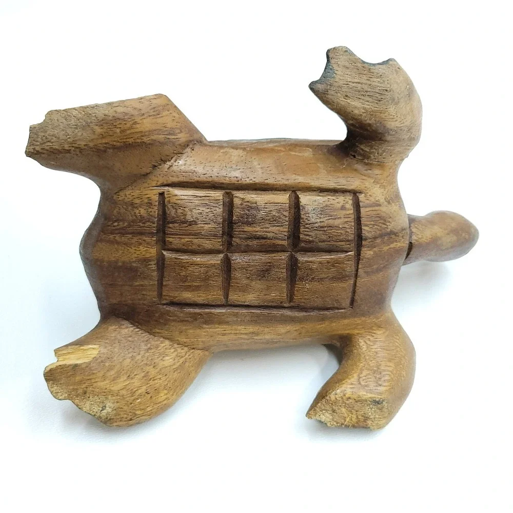 Vintage Wood Sea Turtle Figures Hand Carved Marine Life‎ Nautical Home Decor